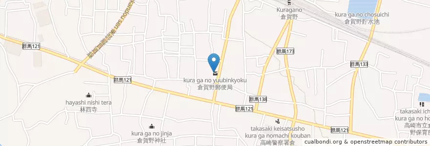 Mapa de ubicacion de 倉賀野郵便局 en Japan, Präfektur Gunma, 高崎市.