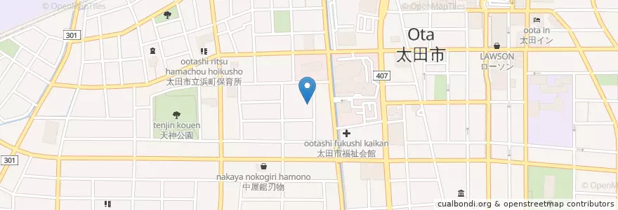 Mapa de ubicacion de 前橋地方検察庁太田区検察庁 en Japão, 群馬県, 太田市.