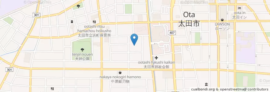 Mapa de ubicacion de 前橋地方裁判所太田支部 en Japão, 群馬県, 太田市.