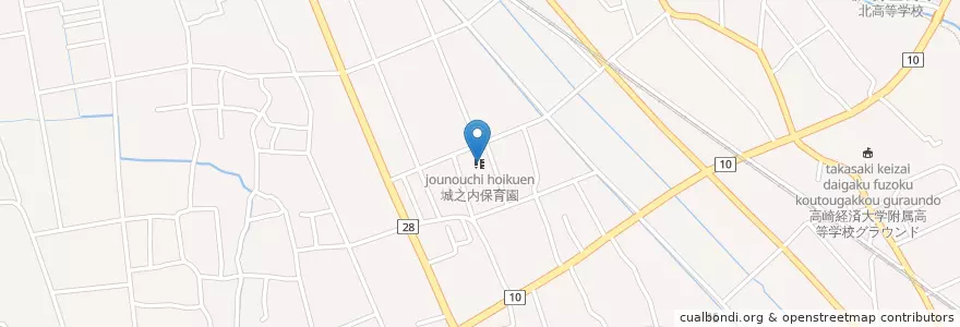 Mapa de ubicacion de 城之内保育園 en Jepun, 群馬県, 高崎市.