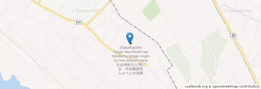 Mapa de ubicacion de 大泉町在宅介護支援センター大泉園 en اليابان, غونما, 邑楽郡, 千代田町.