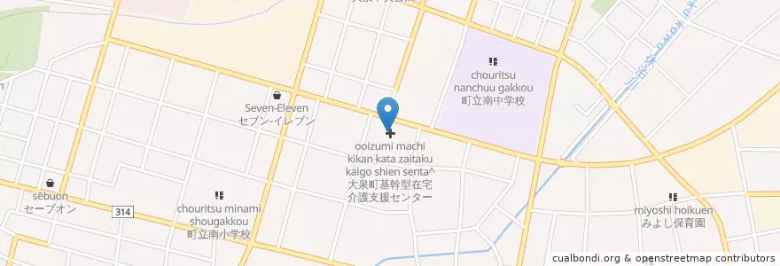 Mapa de ubicacion de 大泉町基幹型在宅介護支援センター en Jepun, 群馬県, 邑楽郡, 大泉町.