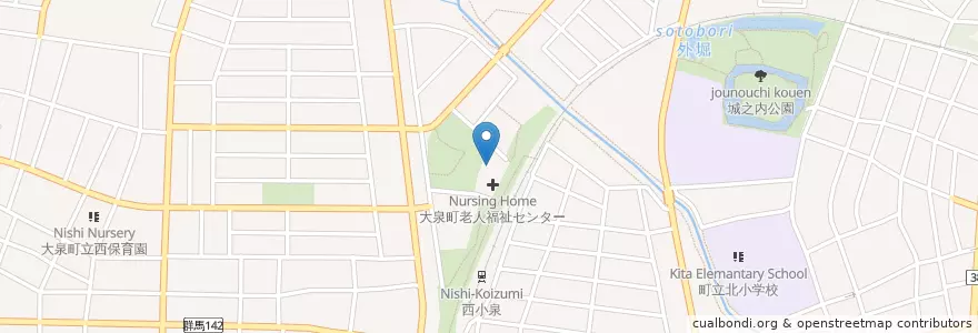 Mapa de ubicacion de 大泉町老人福祉センター en Japan, Präfektur Gunma, 邑楽郡, 大泉町.