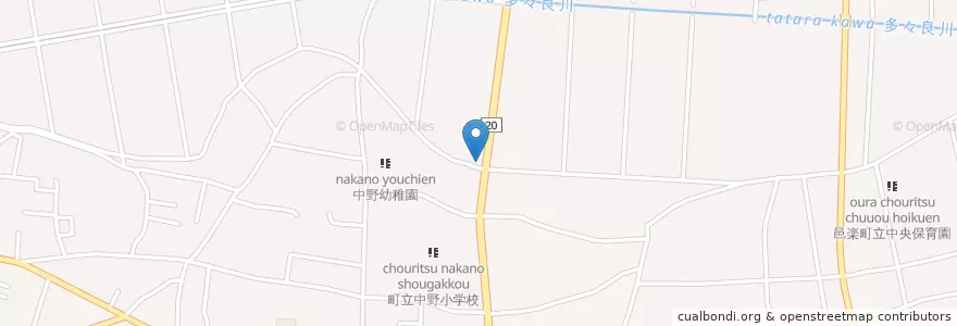 Mapa de ubicacion de 大泉警察署中野駐在所 en 日本, 群馬県, 邑楽郡, 邑楽町.