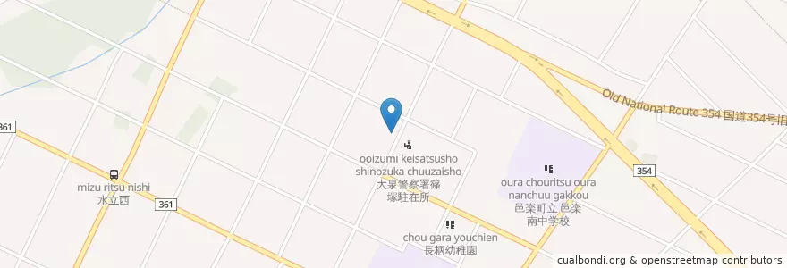 Mapa de ubicacion de 大泉警察署篠塚駐在所 en اليابان, غونما, 邑楽郡, 邑楽町.
