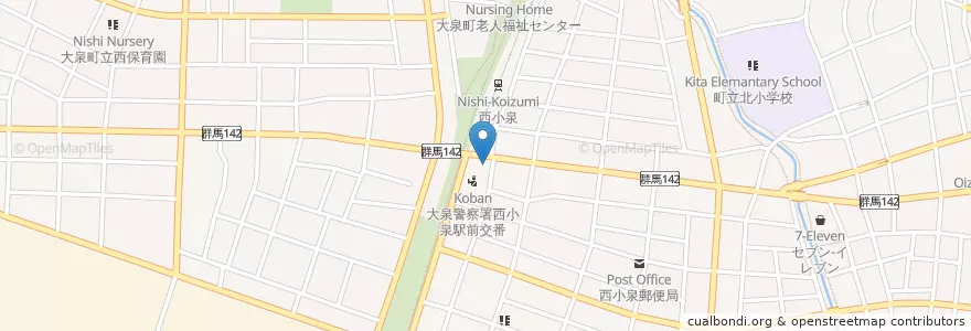 Mapa de ubicacion de 大泉警察署西小泉駅前交番 en Japón, Prefectura De Gunma, 邑楽郡, 大泉町.