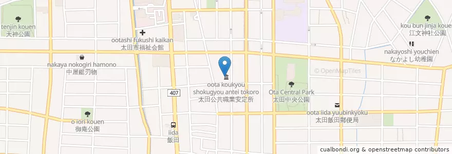 Mapa de ubicacion de 太田公共職業安定所 en Japan, Präfektur Gunma, 太田市.