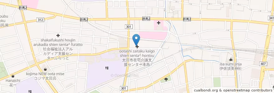 Mapa de ubicacion de 太田市在宅介護支援センター本島 en Japan, Präfektur Gunma, 太田市.