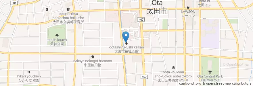 Mapa de ubicacion de 太田市福祉会館 en 日本, 群馬県, 太田市.