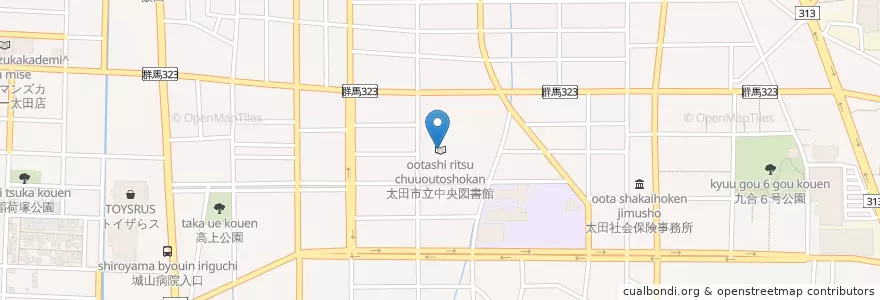 Mapa de ubicacion de 太田市立中央図書館 en Giappone, Prefettura Di Gunma, 太田市.