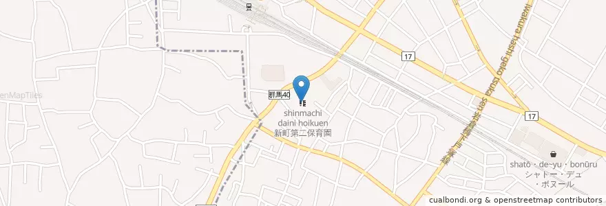 Mapa de ubicacion de 新町第二保育園 en Japão, 群馬県, 高崎市.
