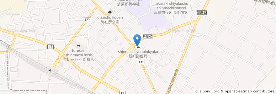 Mapa de ubicacion de 新町郵便局 en Япония, Гумма, 高崎市.
