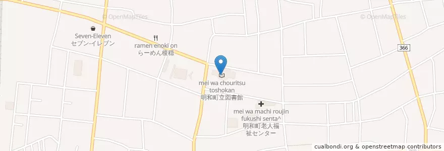 Mapa de ubicacion de 明和町立図書館 en Japão, 群馬県, 邑楽郡, 明和町.