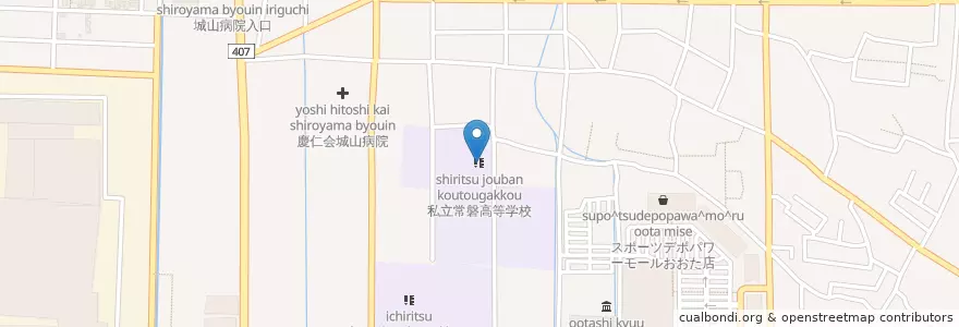 Mapa de ubicacion de 私立常磐高等学校 en Jepun, 群馬県, 太田市.