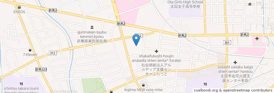 Mapa de ubicacion de 群馬県太田保健所 en Japan, Gunma Prefecture, Ota.