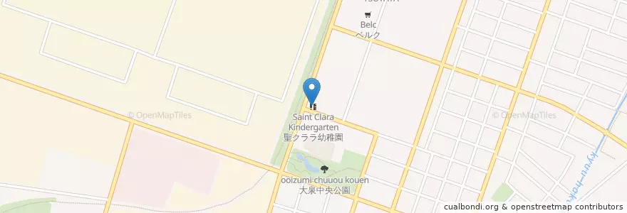 Mapa de ubicacion de 聖クララ幼稚園 en 日本, 群馬県, 邑楽郡, 大泉町.
