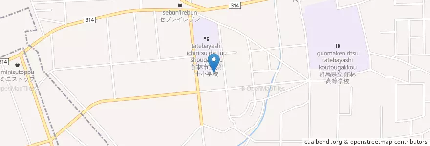 Mapa de ubicacion de 西幼稚園 en Japan, 群馬県, 館林市.