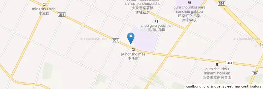 Mapa de ubicacion de 邑楽町立南児童館 en Japan, Präfektur Gunma, 邑楽郡, 邑楽町.