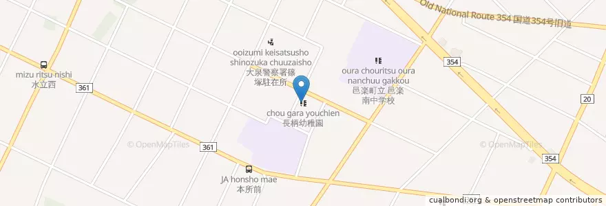 Mapa de ubicacion de 長柄幼稚園 en Япония, Гумма, 邑楽郡, 邑楽町.