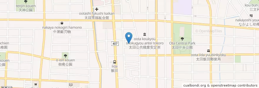 Mapa de ubicacion de 飯田保育園 en 일본, 군마현, 太田市.
