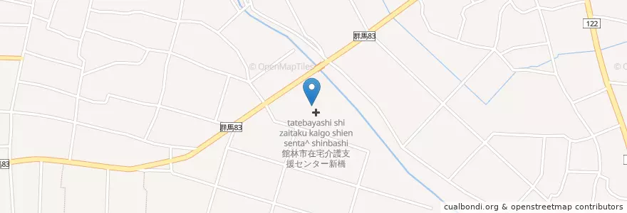 Mapa de ubicacion de 館林市在宅介護支援センター新橋 en ژاپن, 群馬県, 館林市.