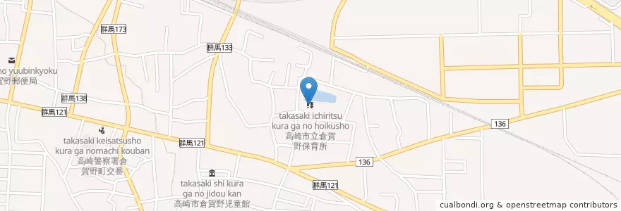 Mapa de ubicacion de 高崎市立倉賀野保育所 en 일본, 군마현, 高崎市.