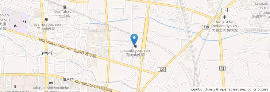 Mapa de ubicacion de 高崎幼稚園 en Japonya, 群馬県, 高崎市.