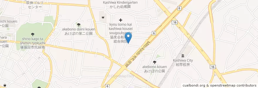 Mapa de ubicacion de Akebono Nursery en Japan, Chiba Prefecture, Kashiwa.