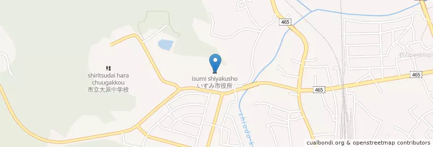 Mapa de ubicacion de いすみ市役所 en Jepun, 千葉県, いすみ市.