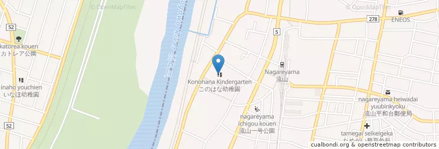 Mapa de ubicacion de このはな幼稚園 en 일본, 사이타마현, 流山市.
