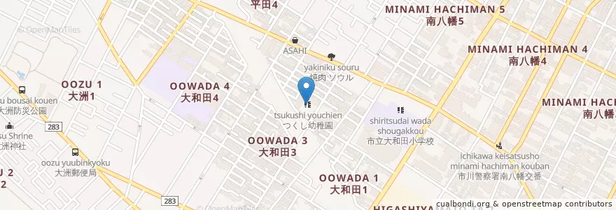 Mapa de ubicacion de つくし幼稚園 en Япония, Тиба, 市川市.