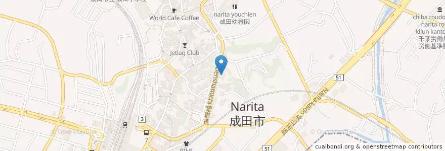 Mapa de ubicacion de つのぶえ保育園 en 일본, 지바현, 나리타 시.