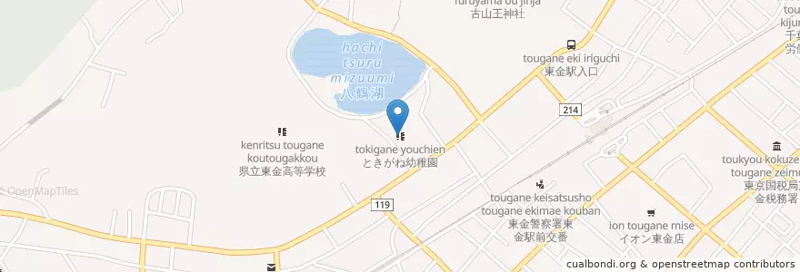 Mapa de ubicacion de ときがね幼稚園 en 日本, 千葉県, 東金市.