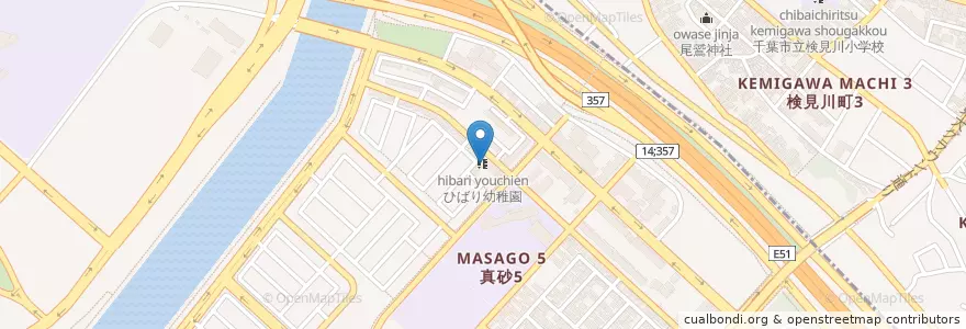 Mapa de ubicacion de ひばり幼稚園 en Japan, 千葉県, 千葉市, 美浜区.