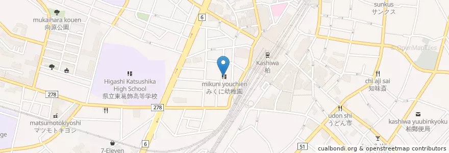 Mapa de ubicacion de みくに幼稚園 en اليابان, 千葉県, 柏市.