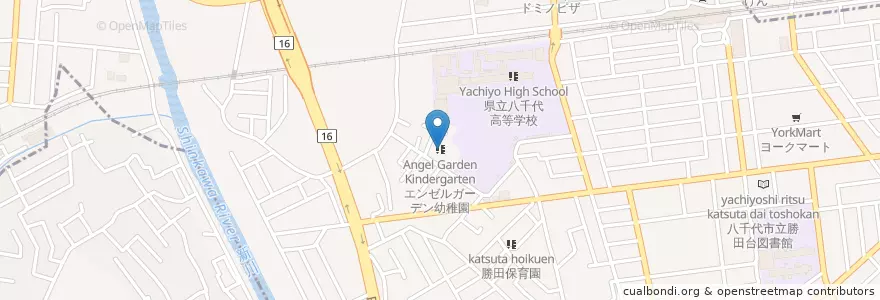 Mapa de ubicacion de エンゼルガーデン幼稚園 en Japão, 千葉県, 八千代市.