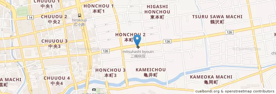 Mapa de ubicacion de 三橋病院 en اليابان, 千葉県, 千葉市, 中央区.