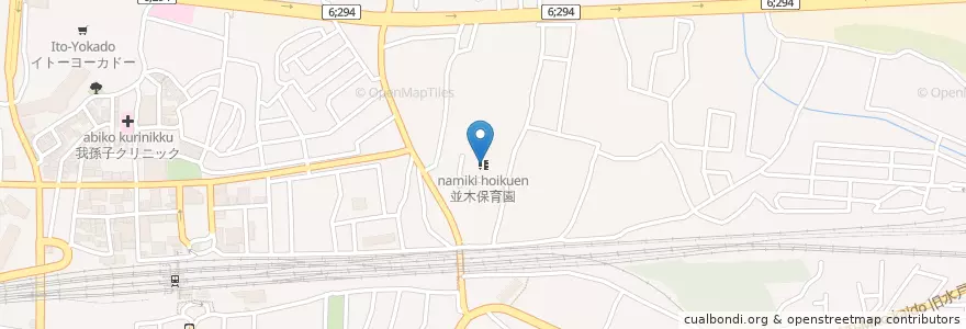 Mapa de ubicacion de 並木保育園 en 日本, 千葉県, 我孫子市.