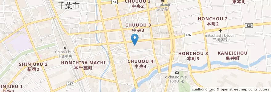 Mapa de ubicacion de 千葉市中央区役所 en Giappone, Prefettura Di Chiba, 千葉市, 中央区.