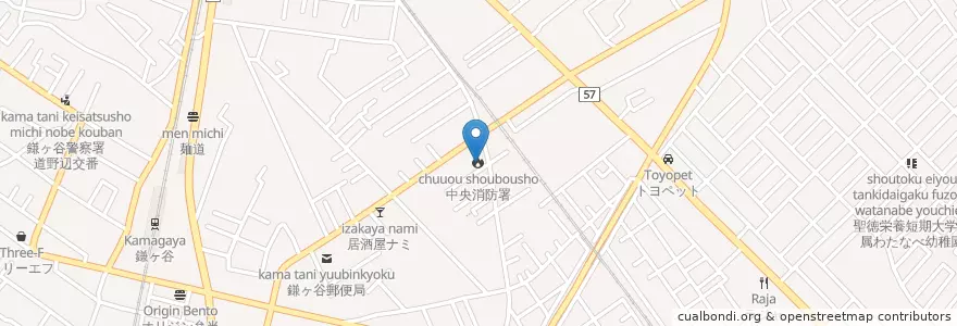 Mapa de ubicacion de 中央消防署 en Япония, Тиба, 鎌ケ谷市.