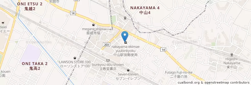 Mapa de ubicacion de 中山駅前郵便局 en Japan, 千葉県, 市川市.