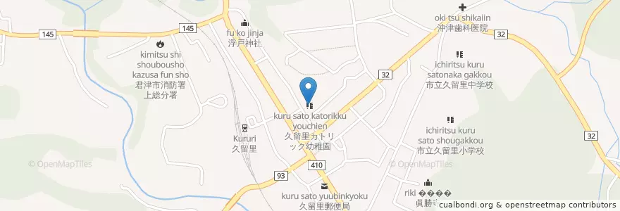 Mapa de ubicacion de 久留里カトリック幼稚園 en Япония, Тиба, 君津市.