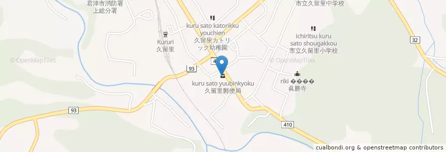 Mapa de ubicacion de 久留里郵便局 en 일본, 지바현, 君津市.