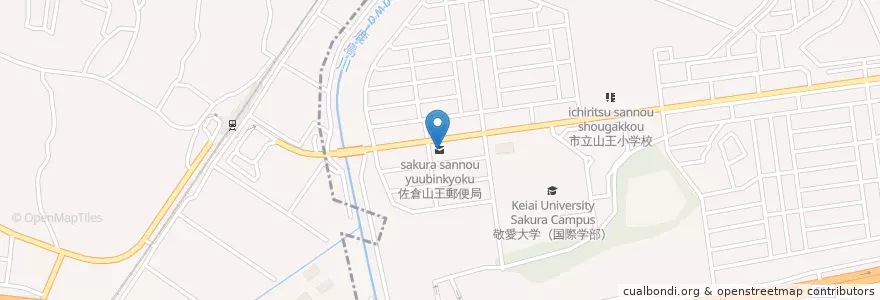 Mapa de ubicacion de 佐倉山王郵便局 en Japão, 千葉県, 四街道市.