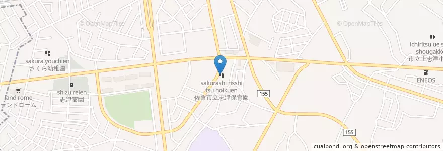 Mapa de ubicacion de 佐倉市立志津保育園 en Japon, Préfecture De Chiba, 佐倉市.