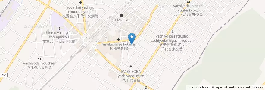 Mapa de ubicacion de 八千代台保育園 en Japan, Chiba Prefecture, Yachiyo, Chiba, Hanamigawa Ward.