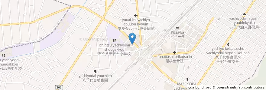 Mapa de ubicacion de 八千代台郵便局 en Japão, 千葉県, 八千代市.