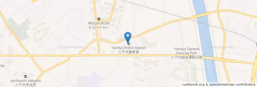 Mapa de ubicacion de 八千代警察署 en اليابان, 千葉県, 八千代市.