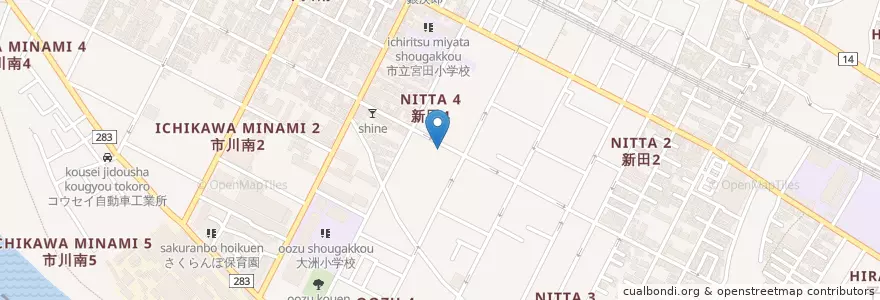 Mapa de ubicacion de 共立幼稚園 en 日本, 千葉県, 市川市.
