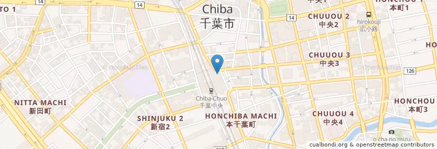 Mapa de ubicacion de 千葉中央警察署京成千葉中央駅前交番 en اليابان, 千葉県, 千葉市, 中央区.